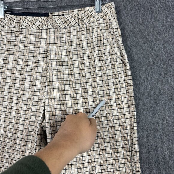 Volcom Womens Chino Pants Size 28 Tan Plaid High Waist Trousers Casual - Picture 3 of 16